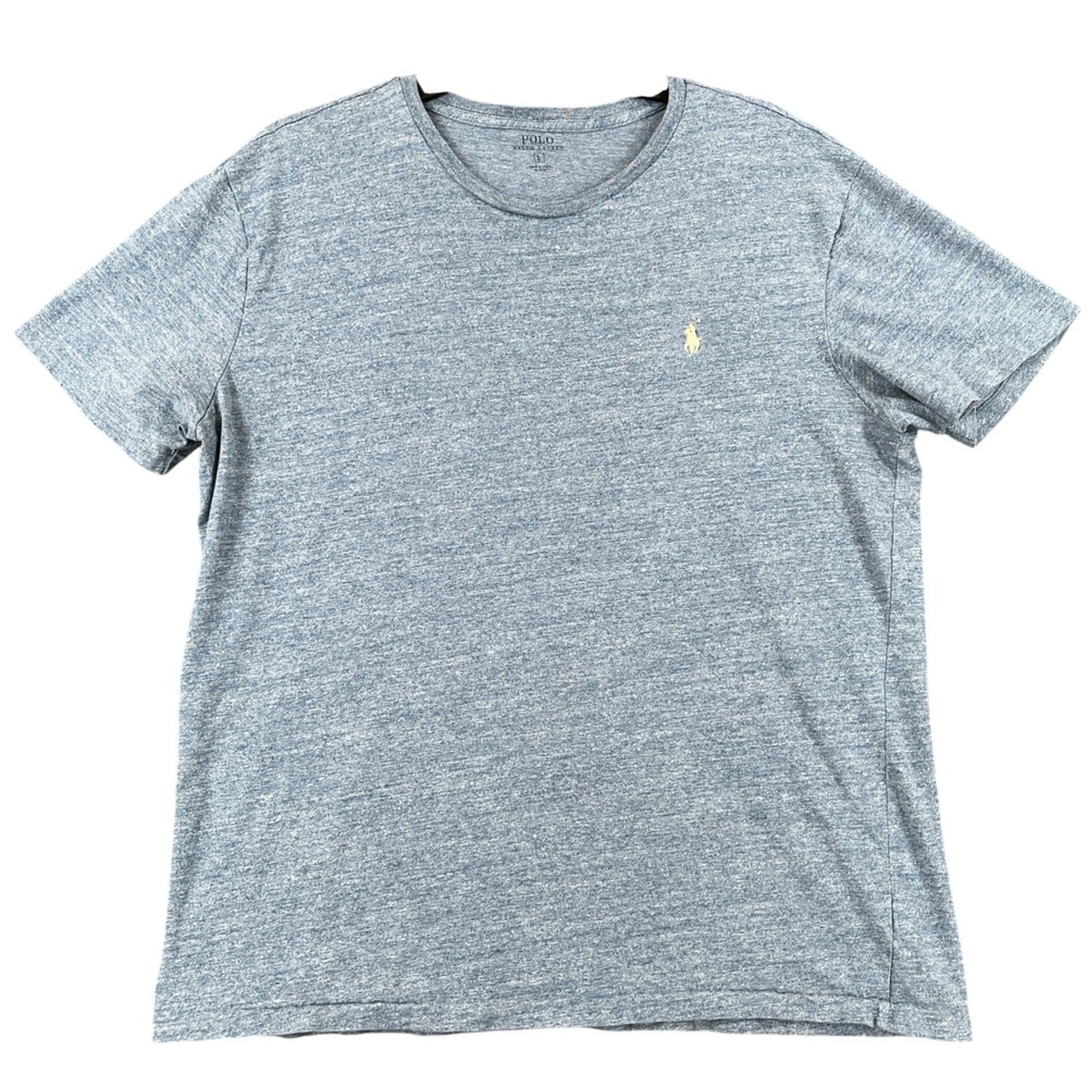 Polo Ralph Lauren Crew Neck T-Shirt Mens L Blue Heathered Pony Casual Wear